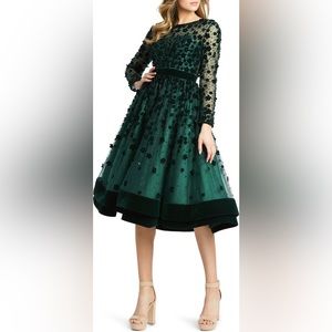 MAC DUGGAL Floral Embellished Fit & Flare Midi Dress Size 12 $498.